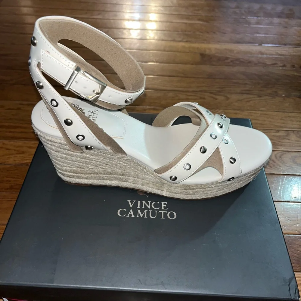 Vince Camuto Feegella Jute Covered Wedge Platform Sandal Warm Vanilla Women's 11
